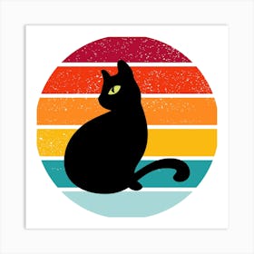 Cat Retro Style 1 Art Print