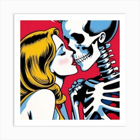 Kissing Skeleton Art Print