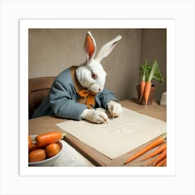 Rabbit Writing 9 Art Print