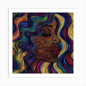 Afro-American Woman With Colorful Hair Art Print