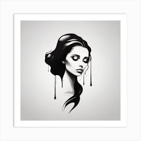 Girl With Dripping Hair Art Print