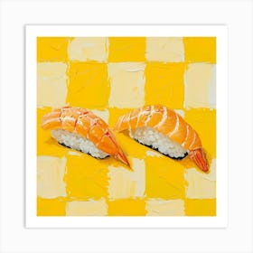 Nigiri Sushi Yellow Checkerboard 2 Art Print