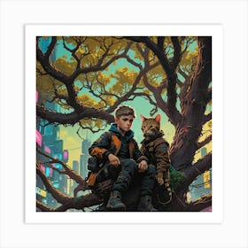 Cat In The Tree Art Print