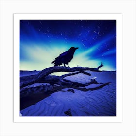 Crow In The Night Sky Art Print