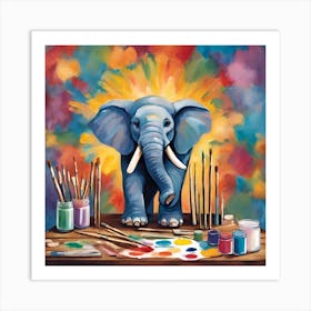 Elephant Artist Art Print