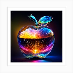 Reflection Of A Universe In A Full Crystal Apple - Abstract Colorful Photo Picture Art Print