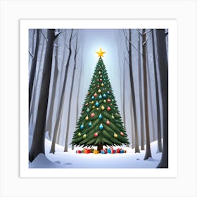 Christmas Tree In The Forest 14 Art Print