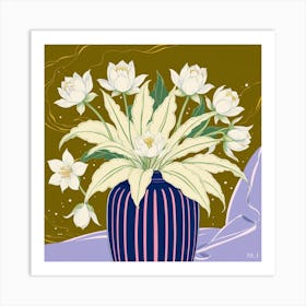 White Flowers In A Vase 4 Art Print