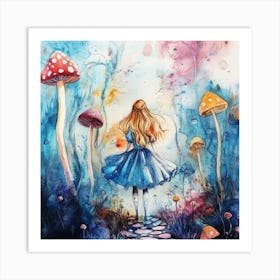 Watercolor Girl in Wonderland 8 Art Print