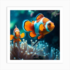 Vibrant Clownfish Duo in Coral Reef Art Print