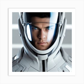 3d Photography, Model Shot, Man In Future Wearing Futuristic Suit, Digital Helmet Beautiful Detailed Eyes, Professional Award Winning Portrait Photography, Zeiss 150mm F 2 1 Art Print