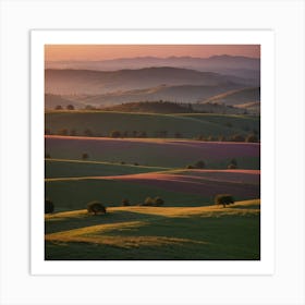 Sunset Over Rolling Hills Art Print