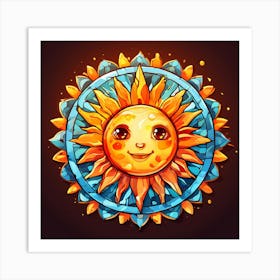 Mosaic Sun A Sun Created From A Mosaic Of Small Tiles I 1 Art Print