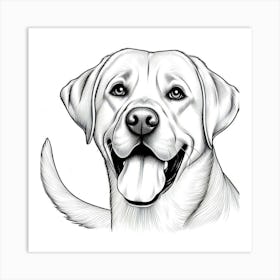 Line Art labrador dog 3 Art Print