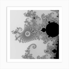 Males Almond Bread Abstract Mathematics Spiral Crowd Self Similar Fractal Mandelbrot Mathematical Black And White Art Print