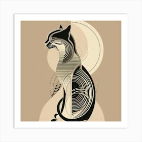 Cat In The Moonlight 12 Art Print