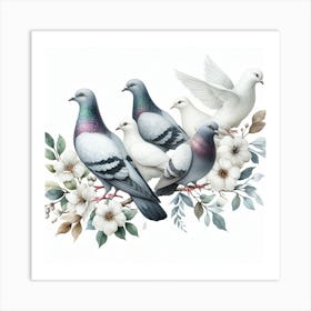 Pigeons 5 Art Print