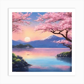 Japanese Sakura In Island Art Print