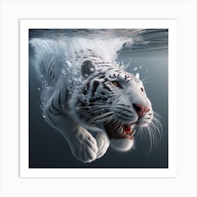 White Tiger Swimming Underwater 2 Art Print