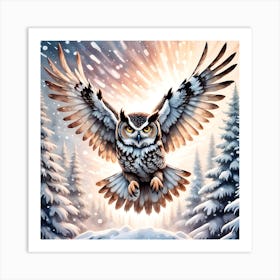 Winter owl Art Print