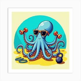 Flux Dev A Whimsical Illustration Of An Octopus Wearing A Pair 3 Art Print