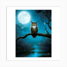 Owl At Night Art Print