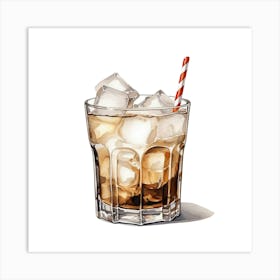 Iced Coffee In A Glass Art Print