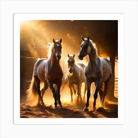 Arabian Horses With Sunlight 2 Art Print