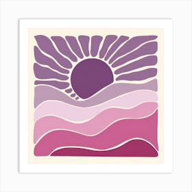 Sunrise Mountain Naive Nature Organic Art Print