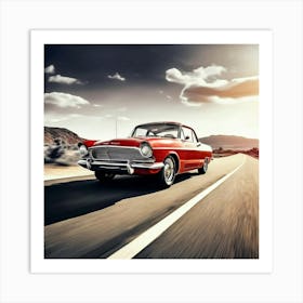 Road Street Fast Transport Speed Auto Wheel Drive Red White Vehicle Car Transportation (5) Art Print