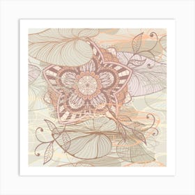 Hand Drawn Floral Mandala 09 Art Print