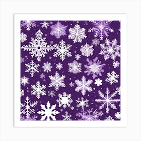 Snowflakes On Purple Background Art Print