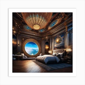 Bedroom With A Round Window Art Print