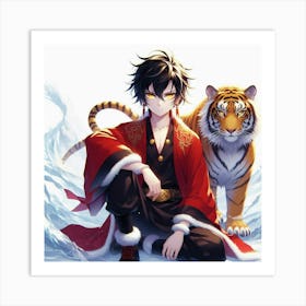 Tiger And Boy Art Print