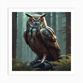 Owl In The Forest 93 Art Print