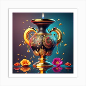 A vase of pure gold studded with precious stones 15 Art Print