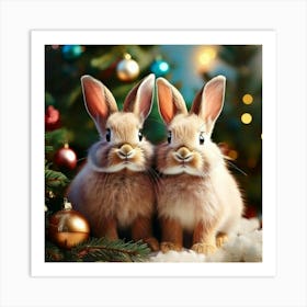 Firefly Adorable Christmas Bunnies In Festive Pastel Charm 66527 (2) Art Print