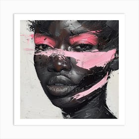 Black Girl With Pink Paint Affiche