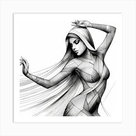 Belly Dance - Abstract Line Art Illustration 295 Art Print