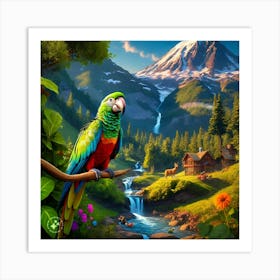 Parrot In The Forest Art Print