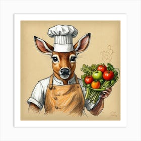 Chef Deer 30 Art Print