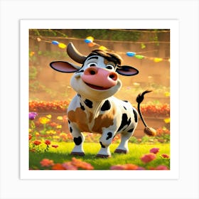 Cow In The Grass Art Print