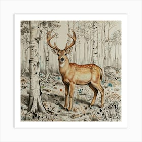 Deer In The Woods 87 Art Print