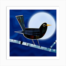 Blackbird on Branch 1 Art Print