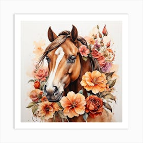 Horse With Flowers 2 Art Print