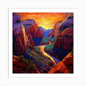 Sunset In Zion 12 Art Print