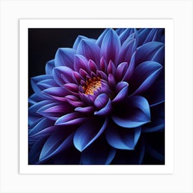 Indigo Dahlia Art Print