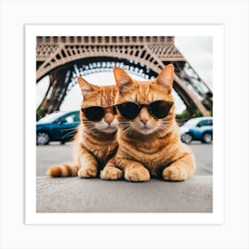 Cats In Paris (2) Art Print