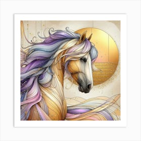 Horse With Rainbow Mane 1 Art Print