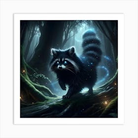 Raccoon In The Forest Art Print